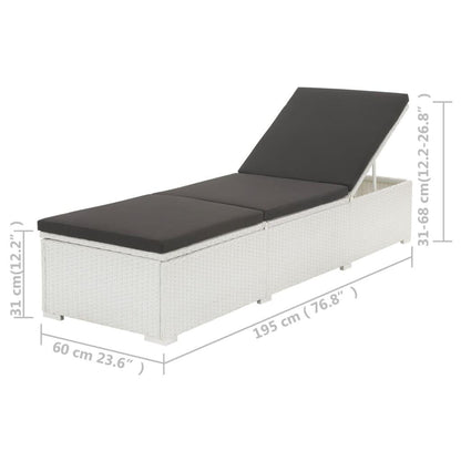 Sonnenliege mit Auflage Poly Rattan Weiß - Pazzar.ch