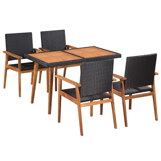 5-tlg. Garten-Essgruppe Poly Rattan Schwarz und Braun - Pazzar.ch