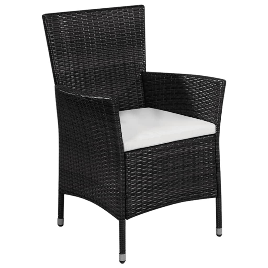 Gartenstuhl und Hocker mit Polstern Poly Rattan Schwarz - Pazzar.ch