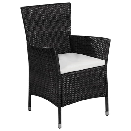 Gartenstuhl und Hocker mit Polstern Poly Rattan Schwarz - Pazzar.ch