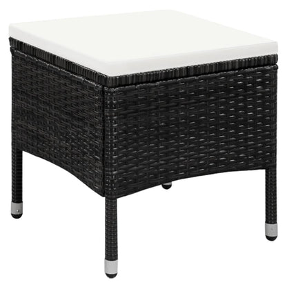 Gartenstuhl und Hocker mit Polstern Poly Rattan Schwarz - Pazzar.ch