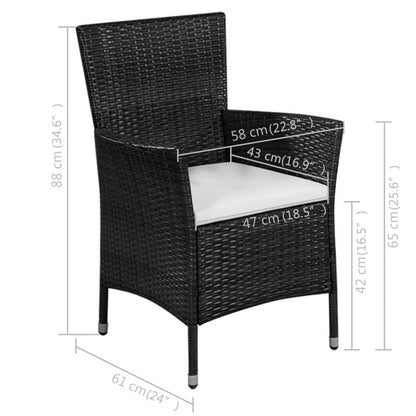 Gartenstuhl und Hocker mit Polstern Poly Rattan Schwarz - Pazzar.ch
