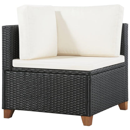 4-tlg. Garten-Lounge-Set mit Auflagen Poly Rattan Schwarz - Pazzar.ch