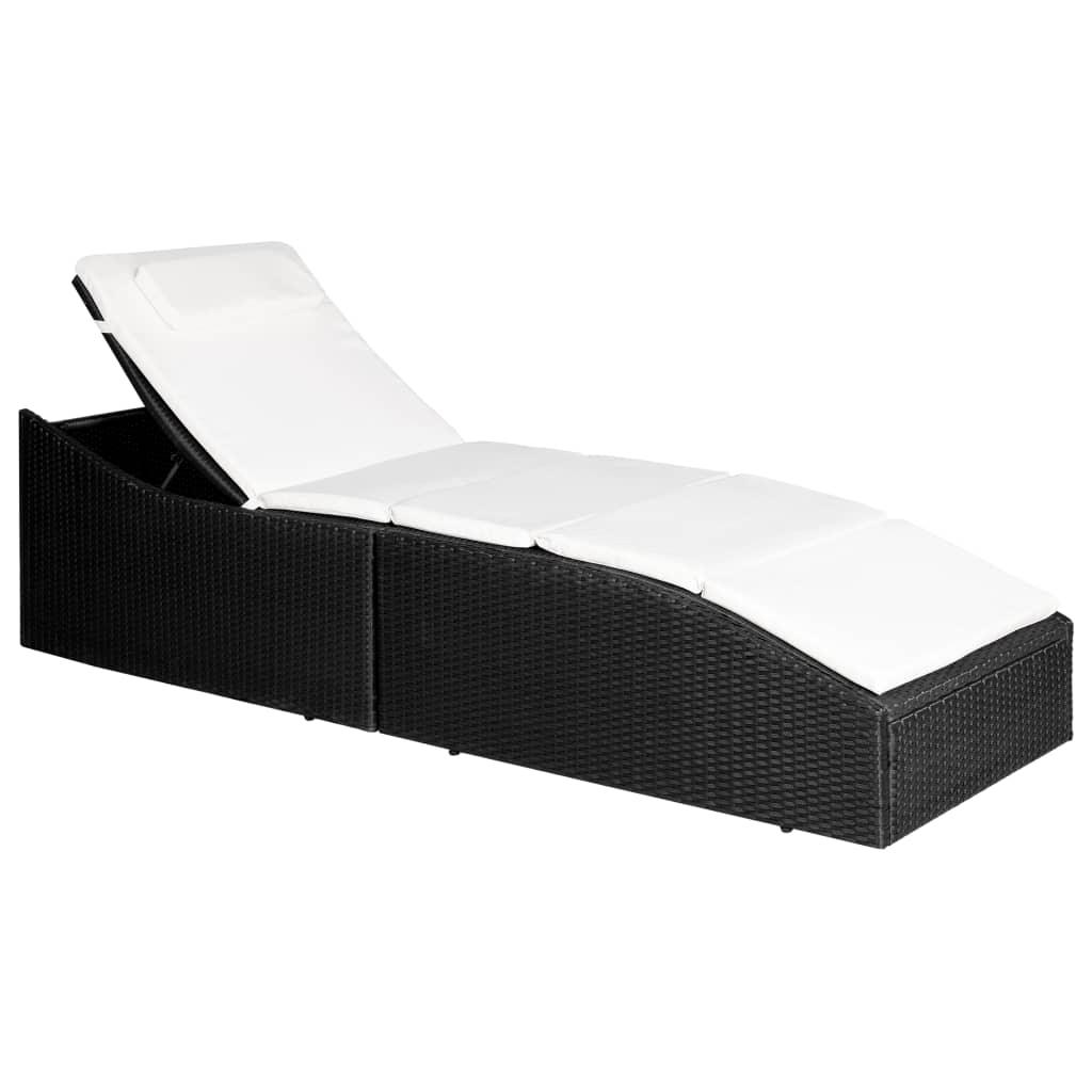 Sonnenliege mit Polsterauflage Poly Rattan Schwarz - Pazzar.ch