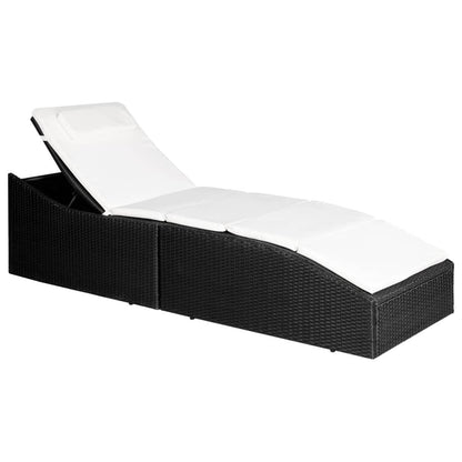 Sonnenliege mit Polsterauflage Poly Rattan Schwarz - Pazzar.ch