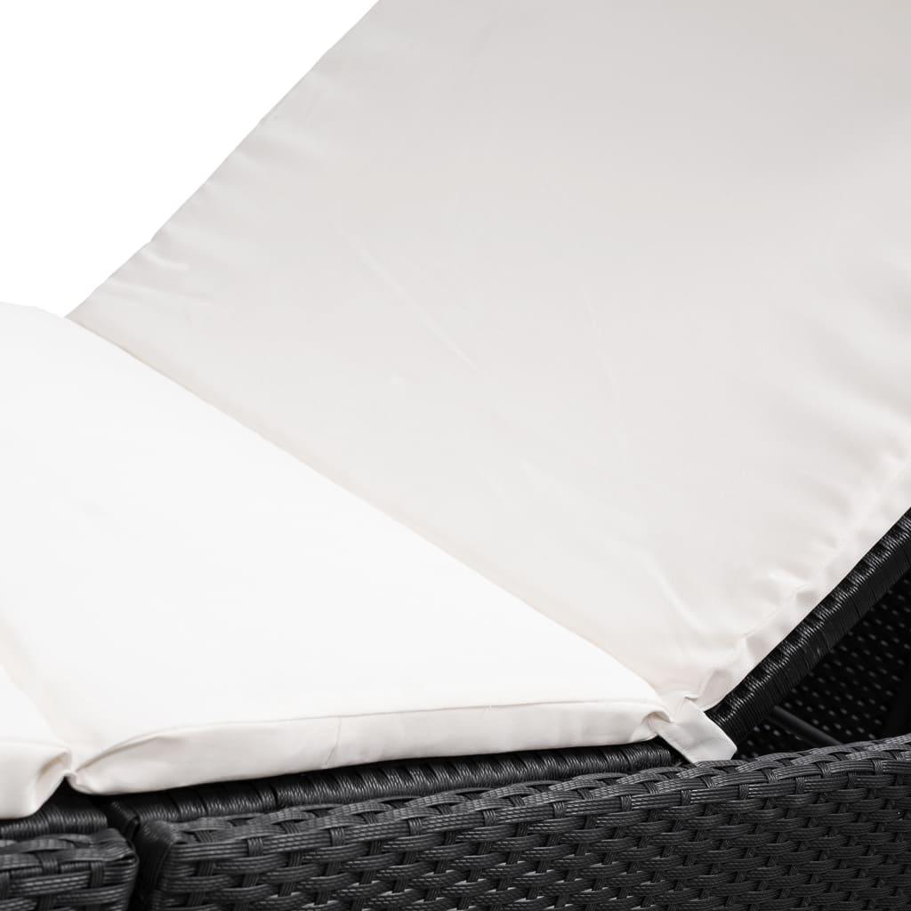 Sonnenliege mit Polsterauflage Poly Rattan Schwarz - Pazzar.ch