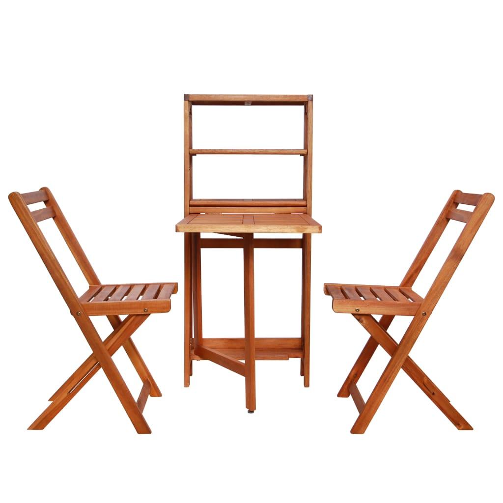 3-tlg. Bistro-Set Klappbar Massivholz Akazie - Pazzar.ch