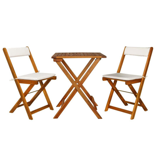 3-tlg. Bistro-Set Klappbar mit Auflagen Massivholz Akazie - Pazzar.ch