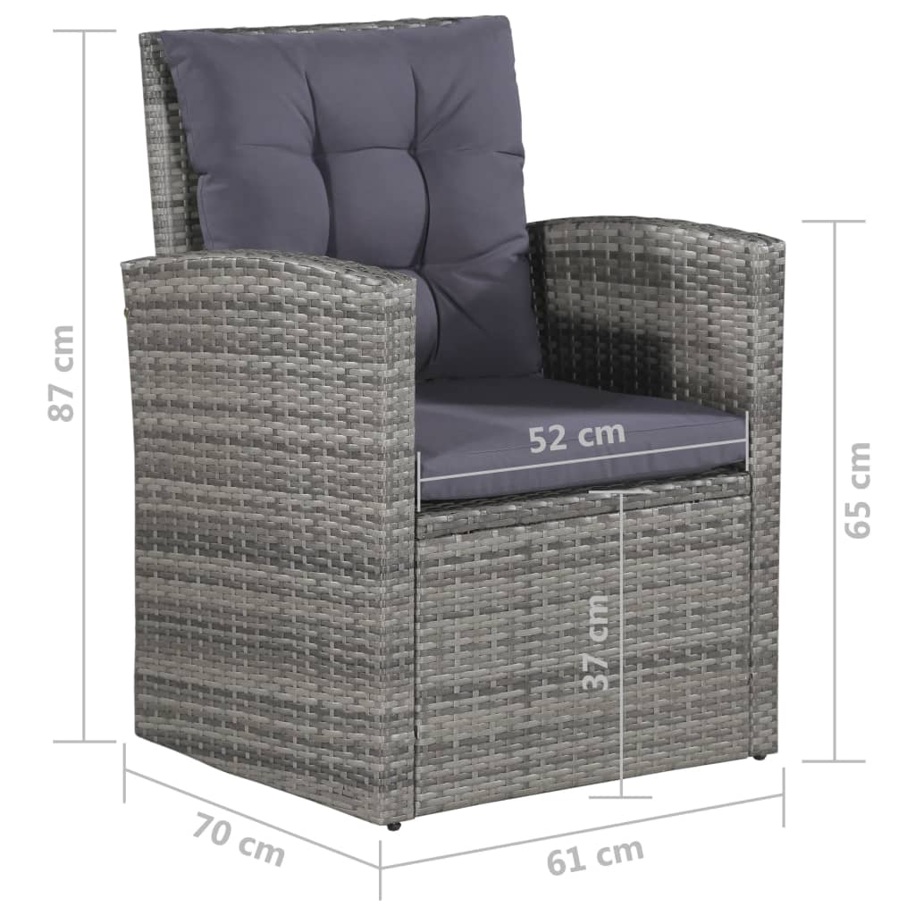6-tlg. Garten-Lounge-Set mit Auflagen Poly Rattan Grau - Pazzar.ch