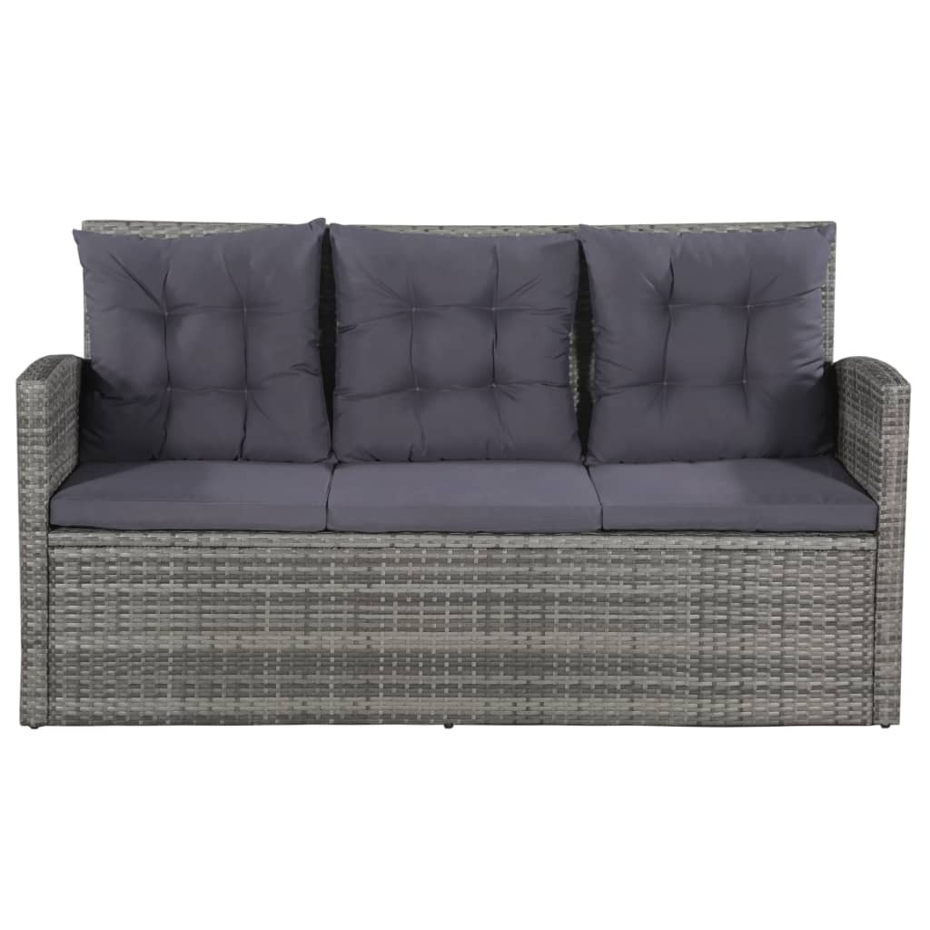 6-tlg. Garten-Lounge-Set mit Auflagen Poly Rattan Grau - Pazzar.ch