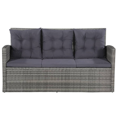 6-tlg. Garten-Lounge-Set mit Auflagen Poly Rattan Grau - Pazzar.ch