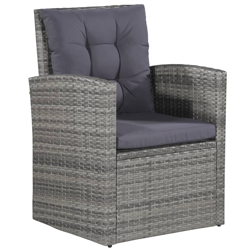 6-tlg. Garten-Lounge-Set mit Auflagen Poly Rattan Grau - Pazzar.ch