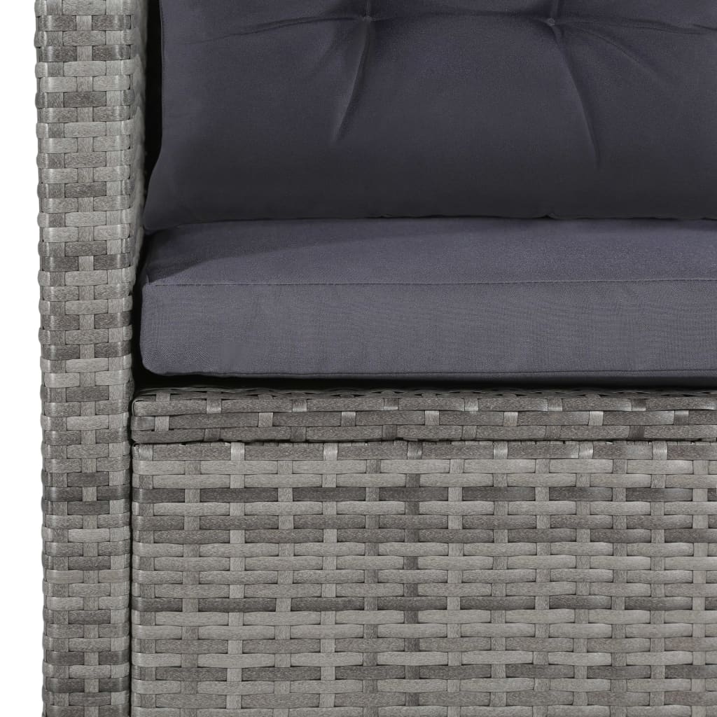 6-tlg. Garten-Lounge-Set mit Auflagen Poly Rattan Grau - Pazzar.ch