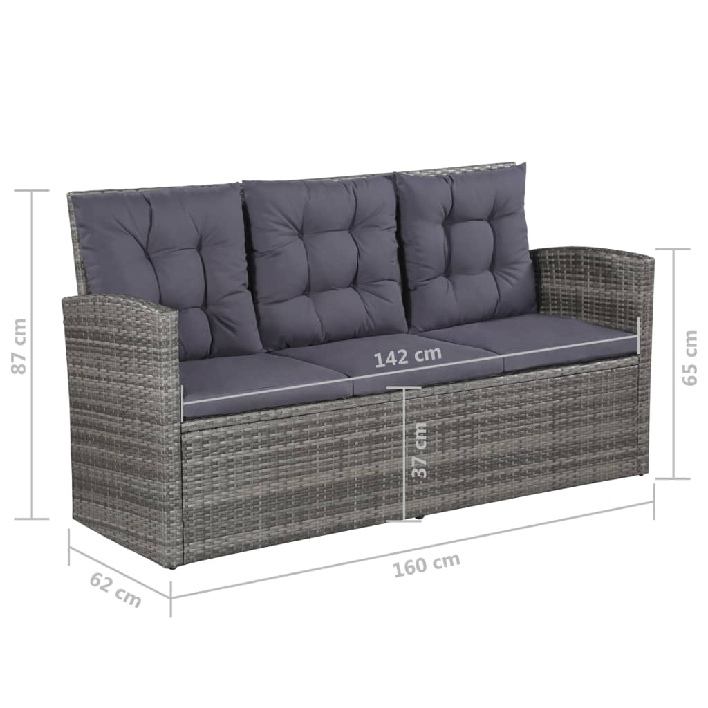 6-tlg. Garten-Lounge-Set mit Auflagen Poly Rattan Grau - Pazzar.ch