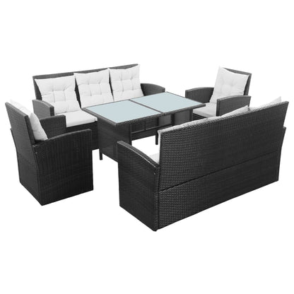 5-tlg. Garten-Lounge-Set mit Auflagen Poly Rattan Schwarz - Pazzar.ch