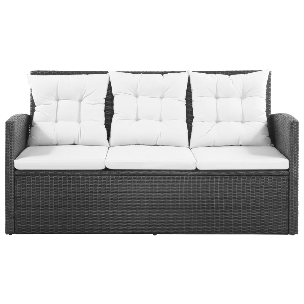5-tlg. Garten-Lounge-Set mit Auflagen Poly Rattan Schwarz - Pazzar.ch