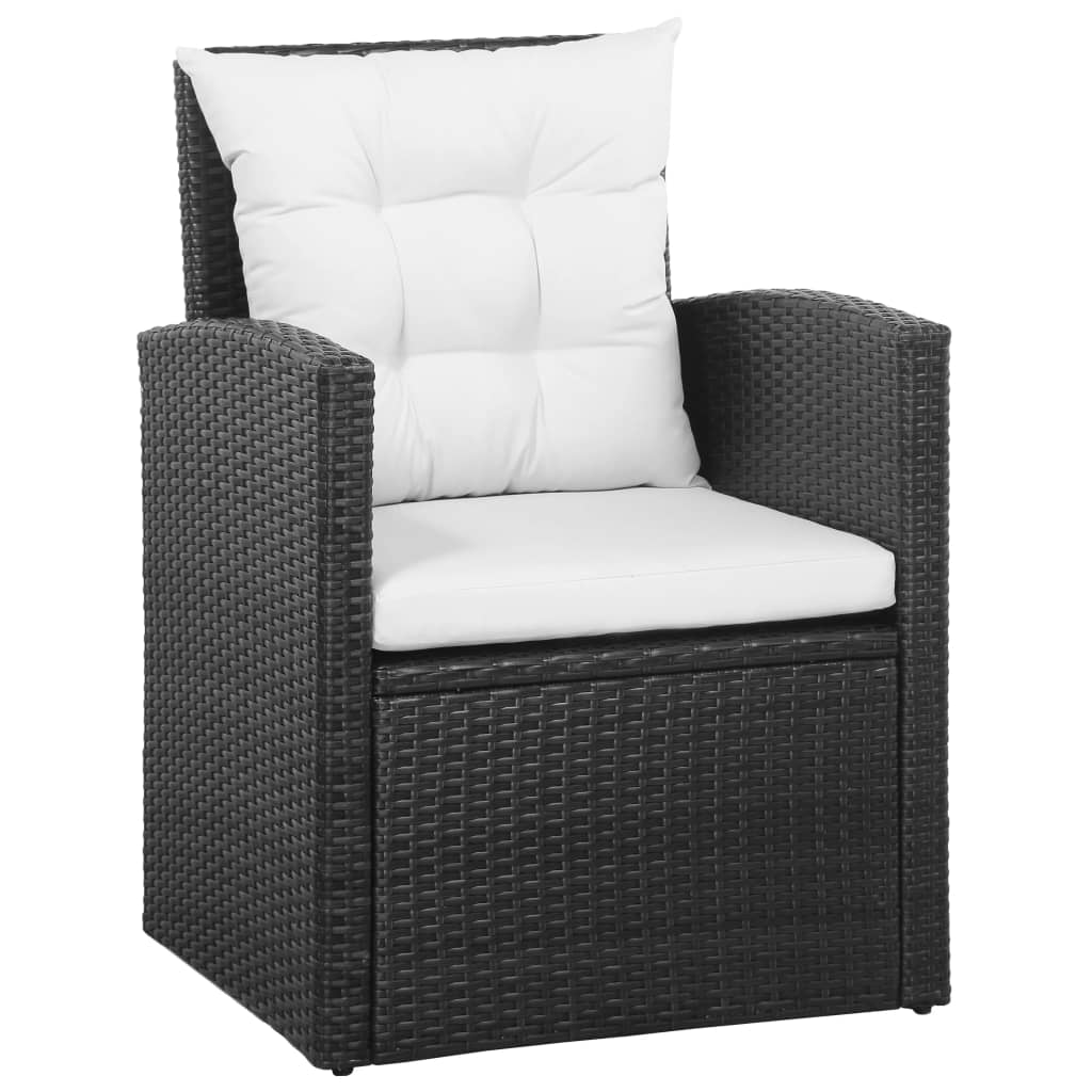 5-tlg. Garten-Lounge-Set mit Auflagen Poly Rattan Schwarz - Pazzar.ch