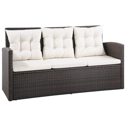 5-tlg. Garten-Lounge-Set mit Auflagen Poly Rattan Braun - Pazzar.ch