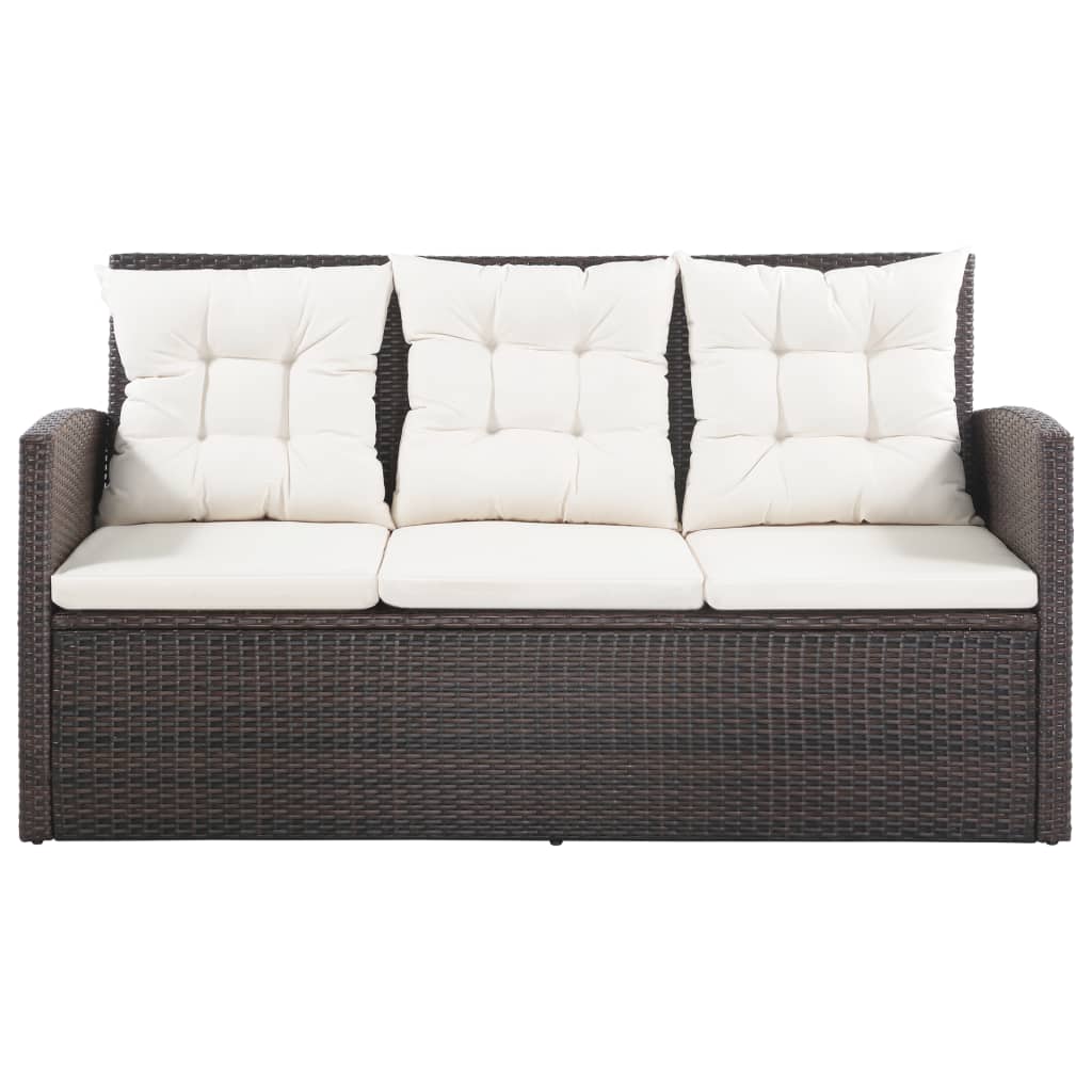 5-tlg. Garten-Lounge-Set mit Auflagen Poly Rattan Braun - Pazzar.ch