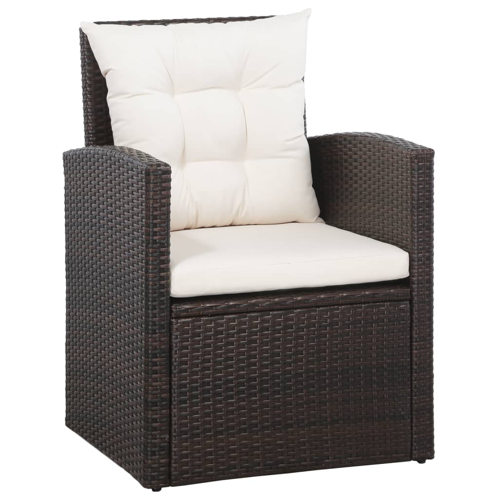 5-tlg. Garten-Lounge-Set mit Auflagen Poly Rattan Braun - Pazzar.ch