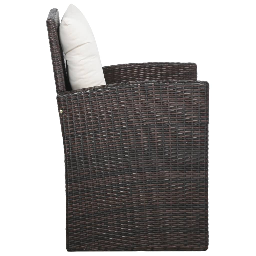 5-tlg. Garten-Lounge-Set mit Auflagen Poly Rattan Braun - Pazzar.ch