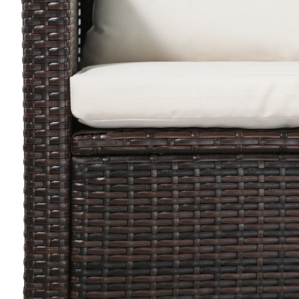 5-tlg. Garten-Lounge-Set mit Auflagen Poly Rattan Braun - Pazzar.ch