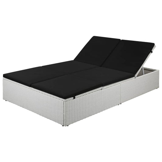 Sonnenliege mit Auflage Poly Rattan Schwarz - Pazzar.ch