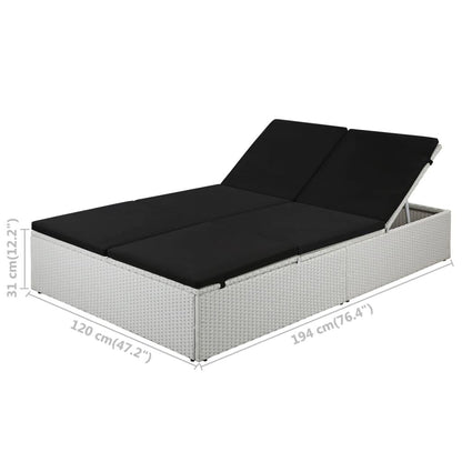 Sonnenliege mit Auflage Poly Rattan Schwarz - Pazzar.ch