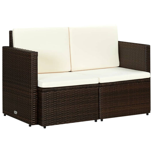 2-Sitzer-Gartensofa mit Auflagen Braun Poly Rattan - Pazzar.ch