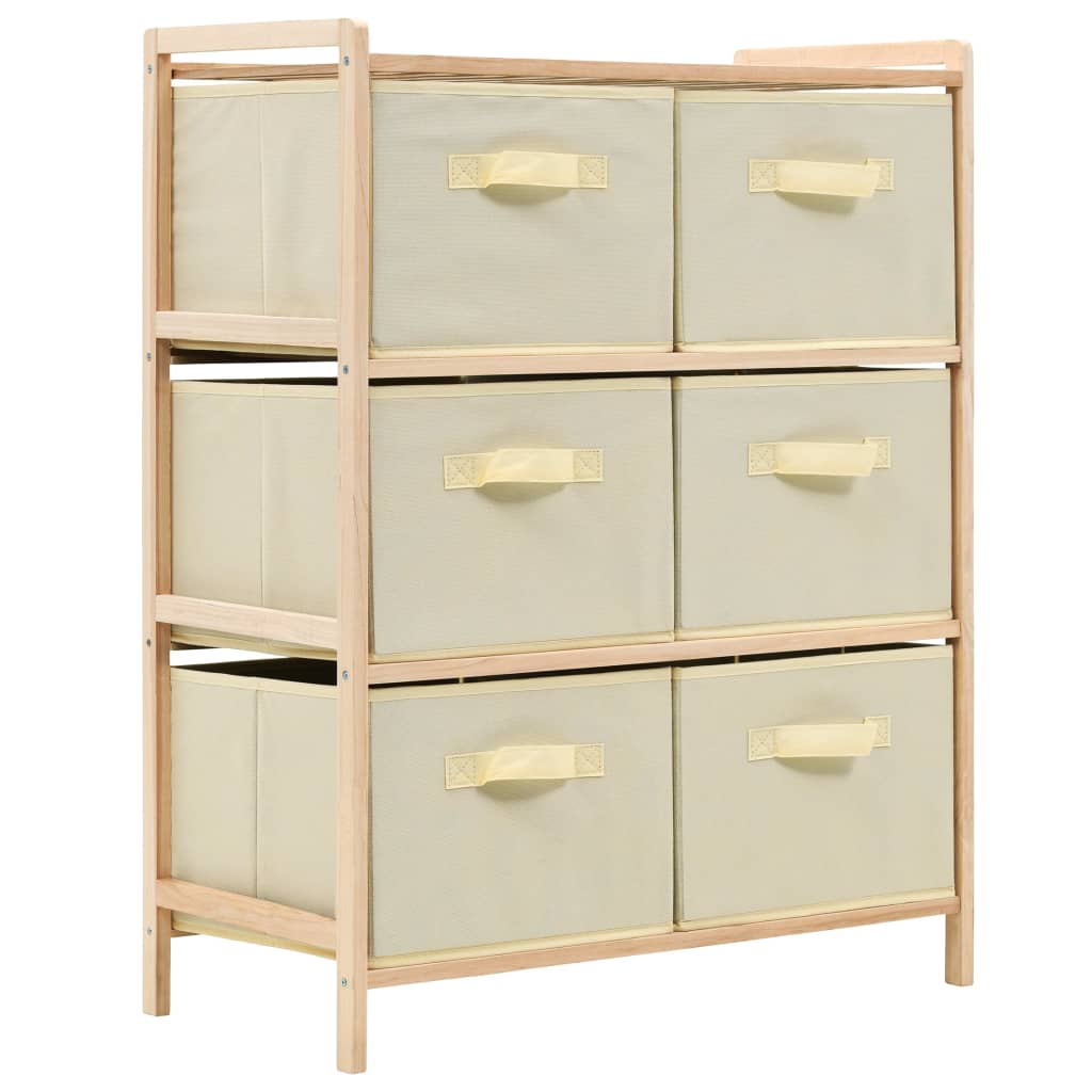 Korb-Kommode mit 6 Stoffkörben Zedernholz Beige - Pazzar.ch