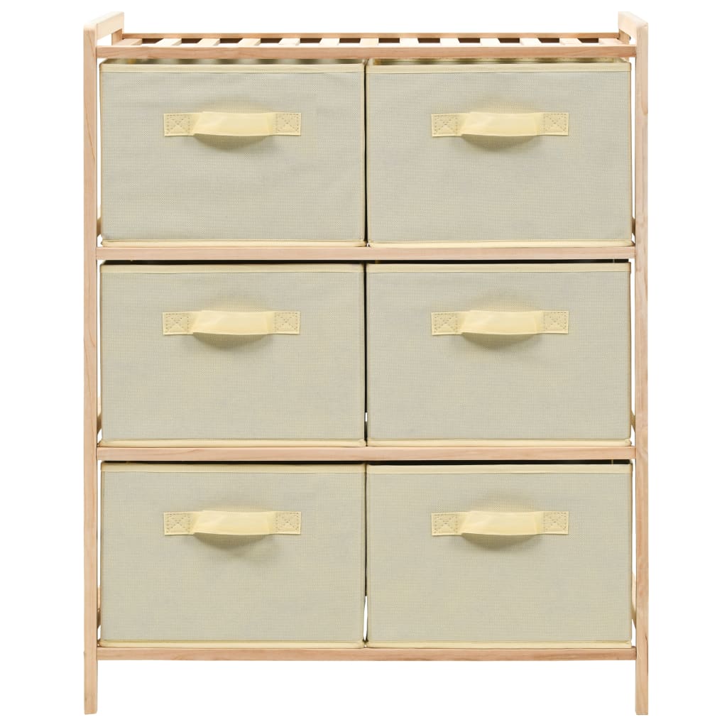 Korb-Kommode mit 6 Stoffkörben Zedernholz Beige - Pazzar.ch
