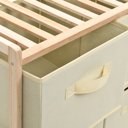 Korb-Kommode mit 6 Stoffkörben Zedernholz Beige - Pazzar.ch