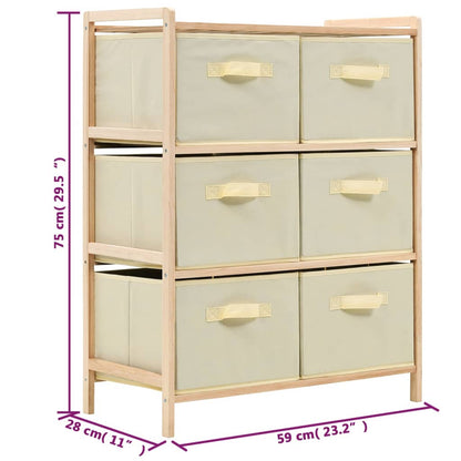 Korb-Kommode mit 6 Stoffkörben Zedernholz Beige - Pazzar.ch