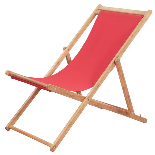 Klappbarer Strandstuhl Stoff und Holzrahmen Rot - Pazzar.ch