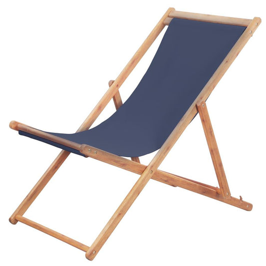 Klappbarer Strandstuhl Stoff und Holzrahmen Blau - Pazzar.ch