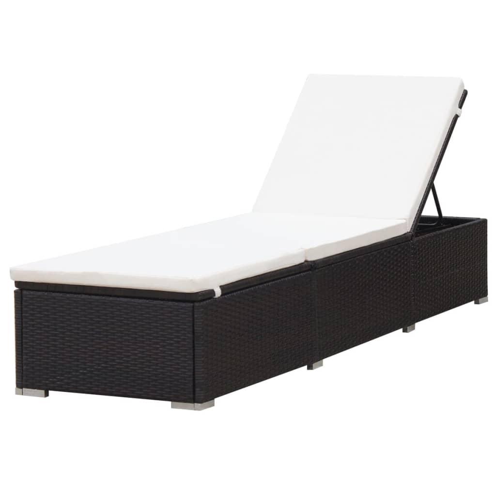 Sonnenliege mit Auflage Poly Rattan Braun - Pazzar.ch
