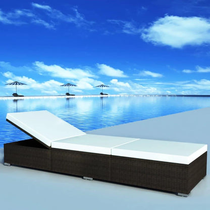 Sonnenliege mit Auflage Poly Rattan Braun - Pazzar.ch