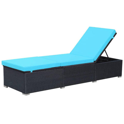 Sonnenliege mit Auflage Poly Rattan Schwarz - Pazzar.ch