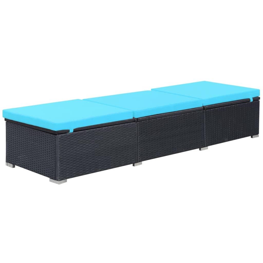Sonnenliege mit Auflage Poly Rattan Schwarz - Pazzar.ch