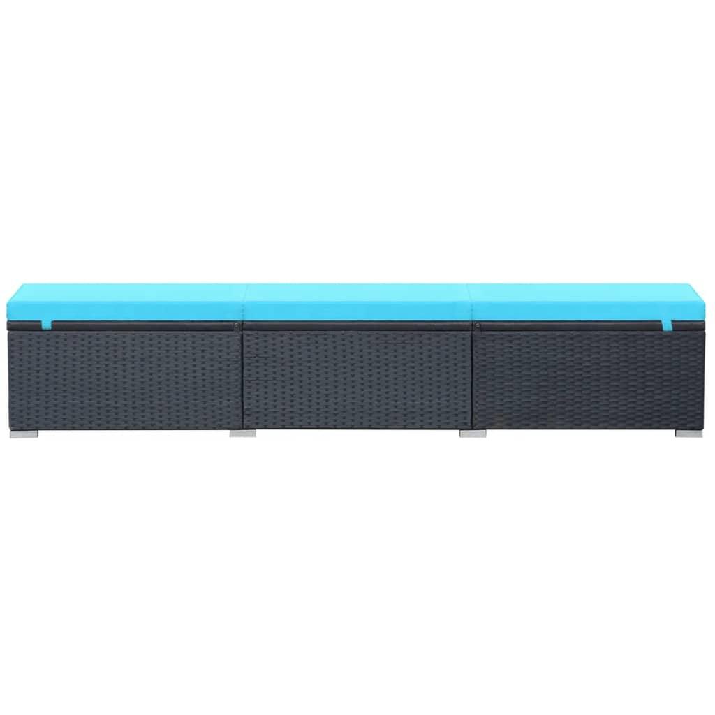 Sonnenliege mit Auflage Poly Rattan Schwarz - Pazzar.ch