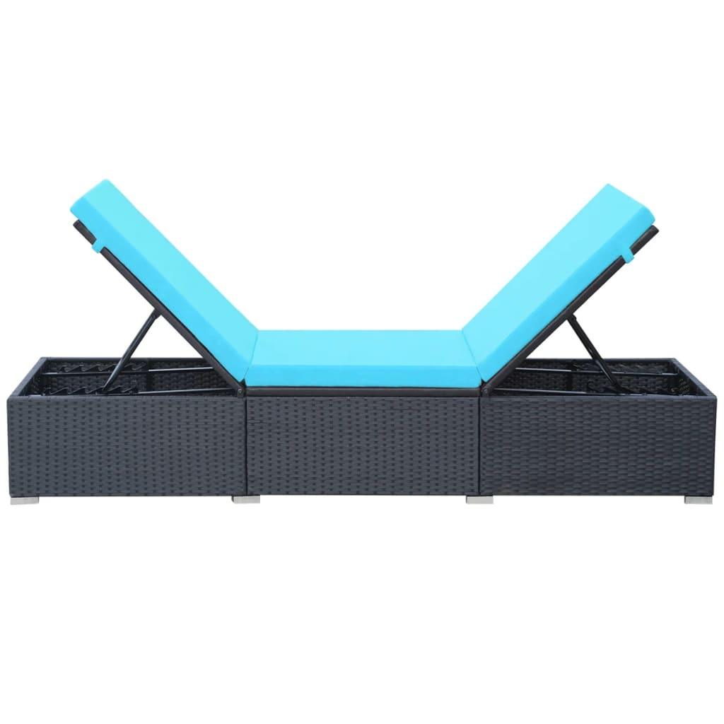 Sonnenliege mit Auflage Poly Rattan Schwarz - Pazzar.ch