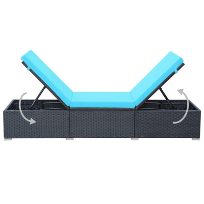 Sonnenliege mit Auflage Poly Rattan Schwarz - Pazzar.ch