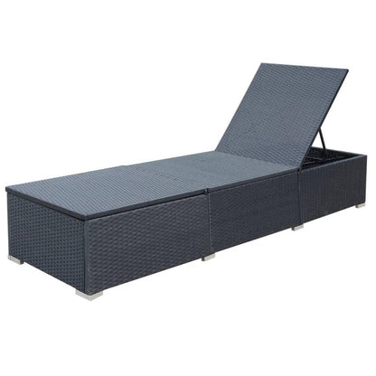 Sonnenliege mit Auflage Poly Rattan Schwarz - Pazzar.ch