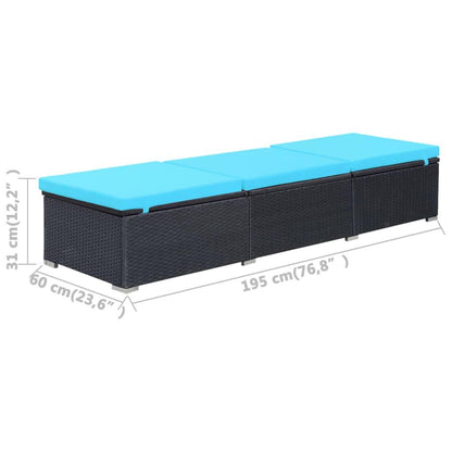 Sonnenliege mit Auflage Poly Rattan Schwarz - Pazzar.ch