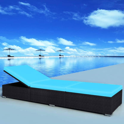 Sonnenliege mit Auflage Poly Rattan Schwarz - Pazzar.ch