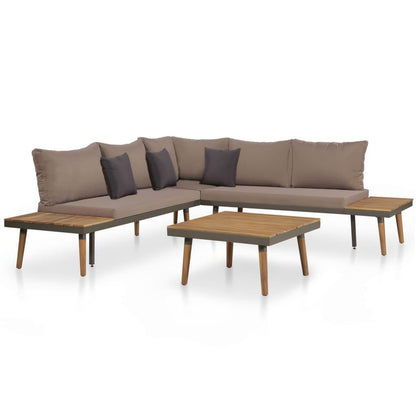 4-tlg. Garten-Lounge-Set mit Auflagen Massivholz Akazie Braun - Pazzar.ch