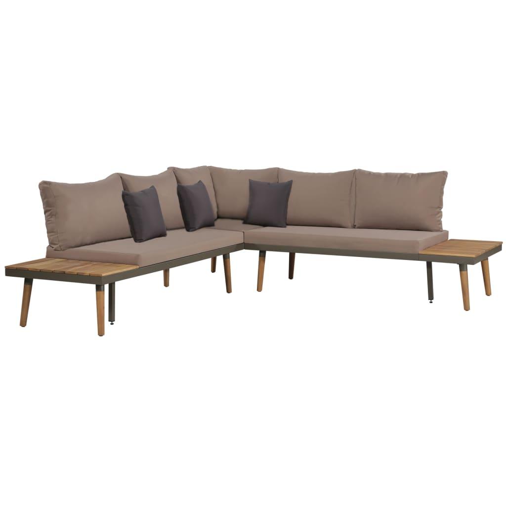 4-tlg. Garten-Lounge-Set mit Auflagen Massivholz Akazie Braun - Pazzar.ch
