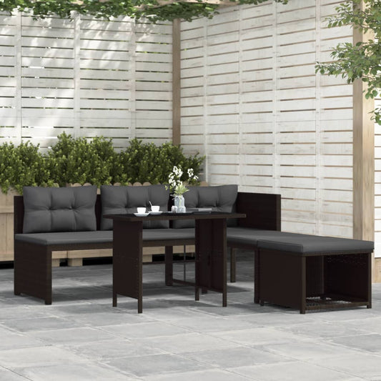 4-tlg. Garten-Lounge-Set Poly Rattan Braun - Pazzar.ch
