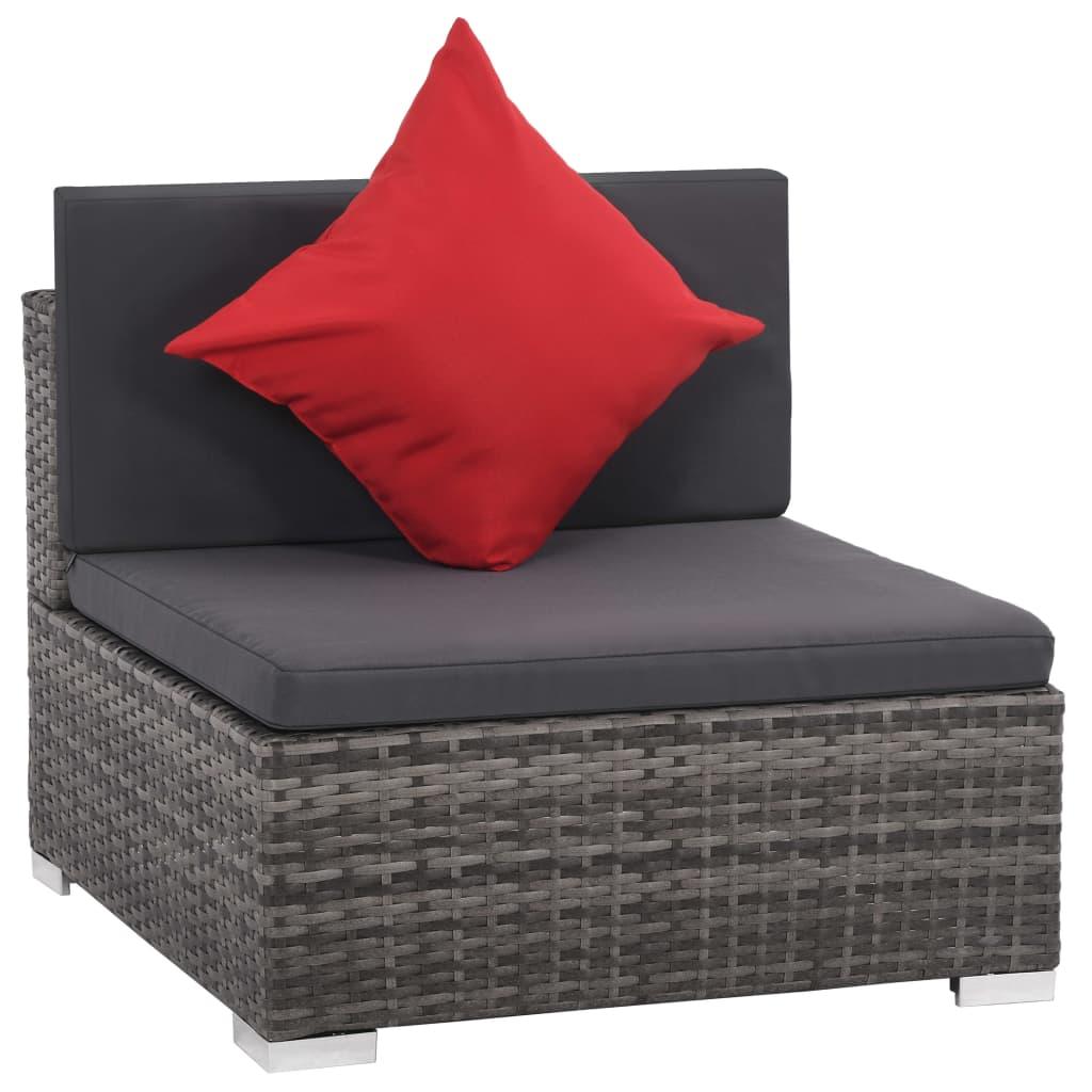 8-tlg. Garten-Lounge-Set mit Auflagen Poly Rattan Grau - Pazzar.ch