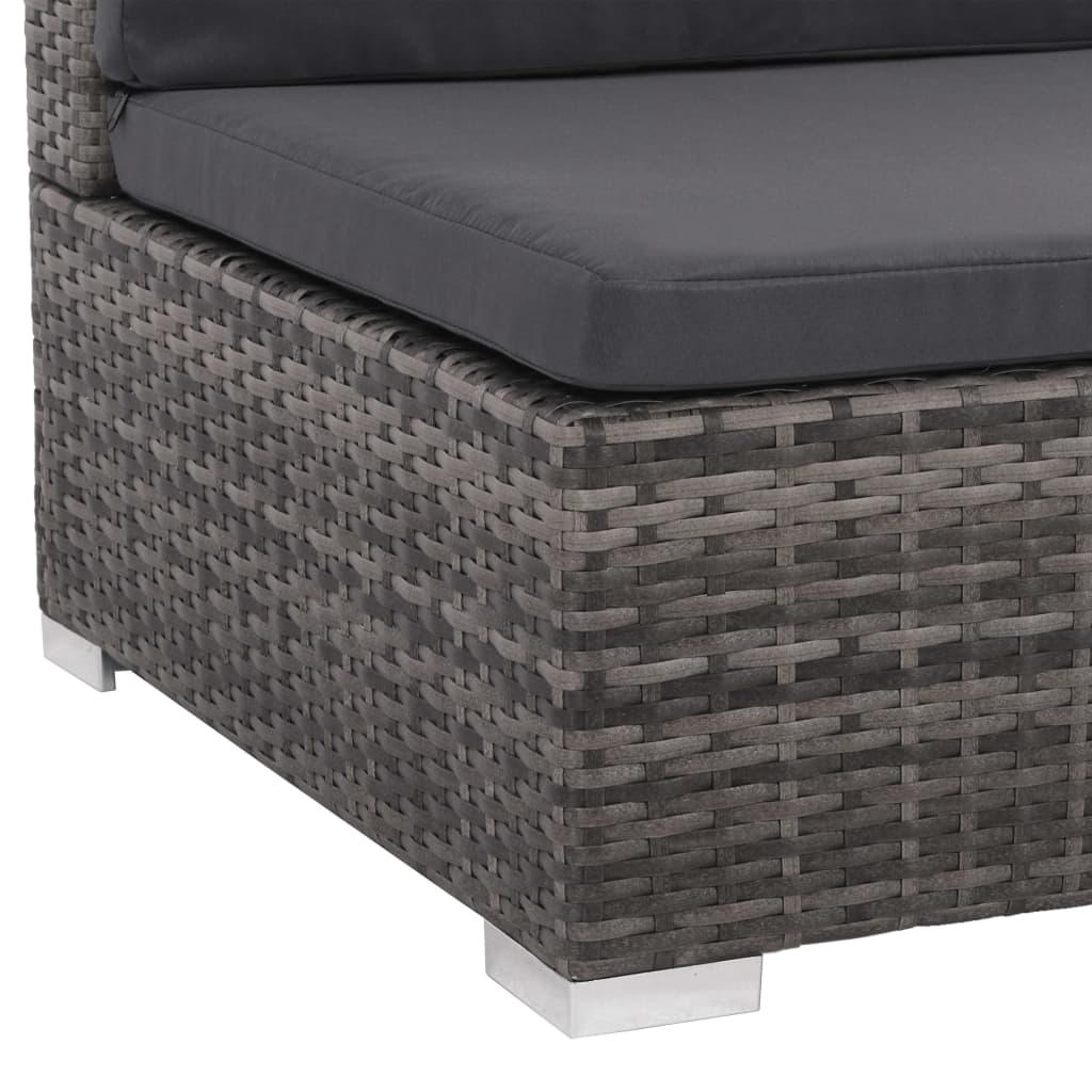 8-tlg. Garten-Lounge-Set mit Auflagen Poly Rattan Grau - Pazzar.ch